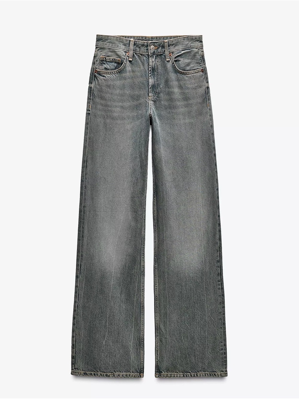 Zara TRF Mid Rise Wide Leg Jean in Blue Grey Size 4 / 27